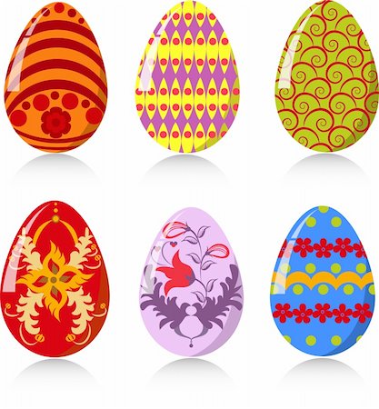 simsearch:400-04354931,k - six color easter eggs over white background Foto de stock - Super Valor sin royalties y Suscripción, Código: 400-04310335