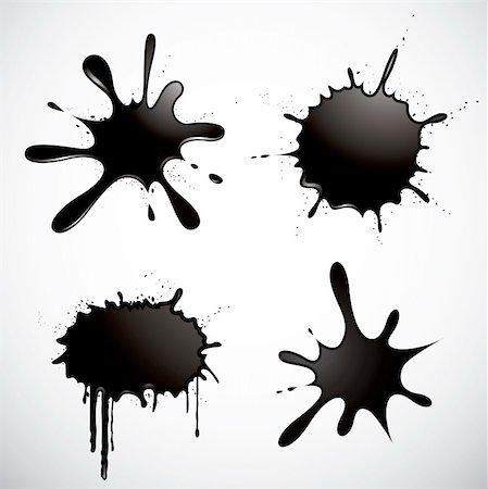 Set of four black ink spots. Also available as a vector. Photographie de stock - Aubaine LD & Abonnement, Code: 400-04310583