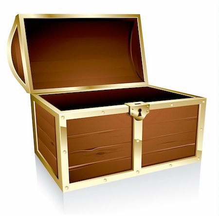 Illustration of a wooden treasure chest with nothing in it Stock Photo - Budget Royalty-Free & Subscription, Code: 400-04310690