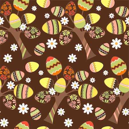 easter eggs in a dark color - Seamless spring pattern with growing easter eggs Stock Photo - Budget Royalty-Free & Subscription, Code: 400-04310831