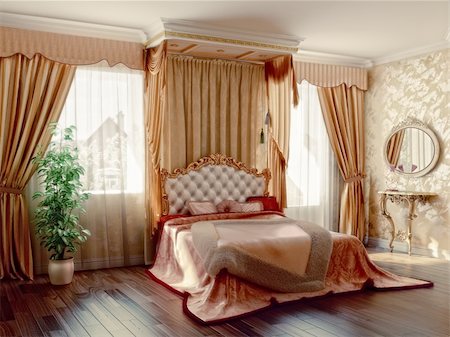 simsearch:400-05364625,k - classic style modern bedroom interior (3D rendering) Foto de stock - Super Valor sin royalties y Suscripción, Código: 400-04311023