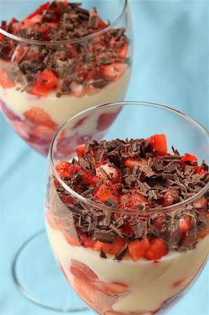 Strawberry and chocolate dessert with vanilla custard Stock Photo - Budget Royalty-Free & Subscription, Code: 400-04311039