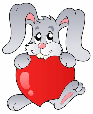 simsearch:400-04628759,k - Cute bunny holding heart - vector illustration. Stock Photo - Budget Royalty-Free & Subscription, Code: 400-04311421