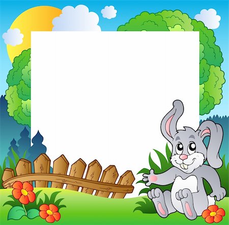 simsearch:400-04628759,k - Easter frame with happy bunny - vector illustration. Foto de stock - Super Valor sin royalties y Suscripción, Código: 400-04311438