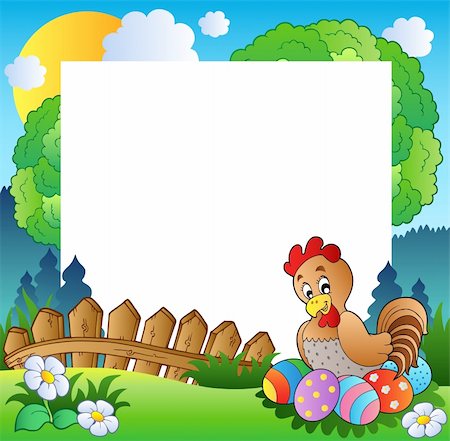 simsearch:400-04343827,k - Easter frame with hen and eggs - vector illustration. Stock Photo - Budget Royalty-Free & Subscription, Code: 400-04311439