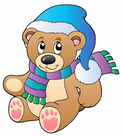 simsearch:400-05301621,k - Cute teddy bear in winter clothes - vector illustration. Foto de stock - Super Valor sin royalties y Suscripción, Código: 400-04311431
