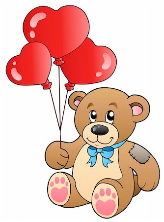 Cute teddy bear with balloons - vector illustration. Stock Photo - Budget Royalty-Free & Subscription, Code: 400-04311433