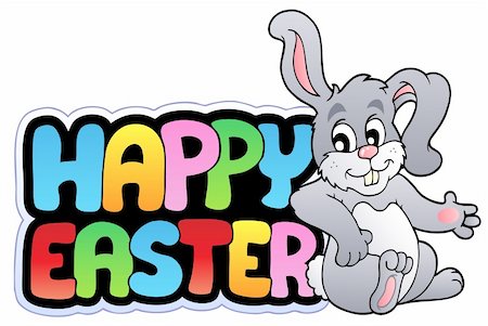 simsearch:400-04343827,k - Happy Easter sign with happy bunny - vector illustration. Stock Photo - Budget Royalty-Free & Subscription, Code: 400-04311445