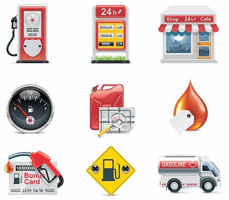 Set of the gas station and fuel related icons Photographie de stock - Aubaine LD & Abonnement, Code: 400-04311545