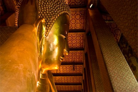 Golden Statue of Reclining Buddha, Thailand Stock Photo - Budget Royalty-Free & Subscription, Code: 400-04311788
