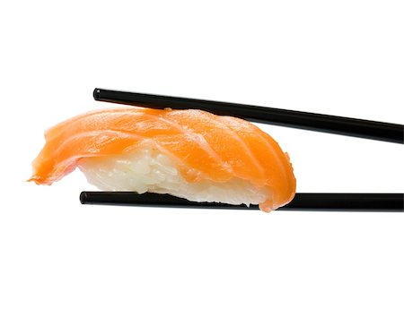 simsearch:400-05125903,k - Sushi with chopsticks isolated over white background Foto de stock - Royalty-Free Super Valor e Assinatura, Número: 400-04311800