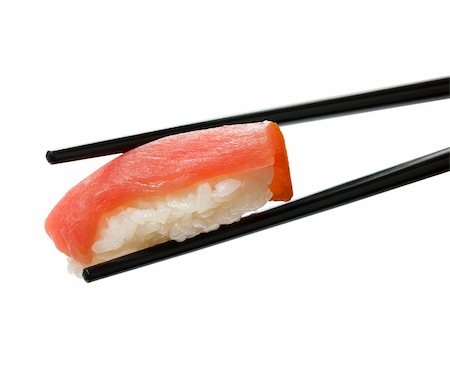 simsearch:400-05119569,k - Sushi with chopsticks isolated over white background Stock Photo - Budget Royalty-Free & Subscription, Code: 400-04311802