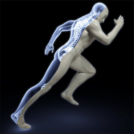 the body of a man running under the X-rays. isolated on black. Stock Photo - Budget Royalty-Free & Subscription, Code: 400-04311867