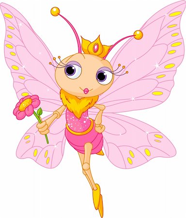 Illustration of Beautiful Butterfly princess holding flower Foto de stock - Super Valor sin royalties y Suscripción, Código: 400-04311980