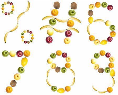6 to 9 and signs  made of fruits Stock Photo - Budget Royalty-Free & Subscription, Code: 400-04312124