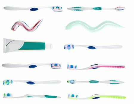 simsearch:400-04552289,k - Collage of isolated toothbrush and toothpaste Foto de stock - Super Valor sin royalties y Suscripción, Código: 400-04312136