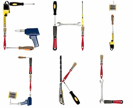 simsearch:400-04834843,k - G to L letters made of different hand tools Stock Photo - Budget Royalty-Free & Subscription, Code: 400-04312155