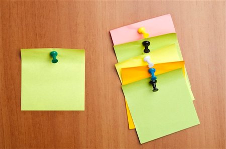 post its lots - Six empty post it on wooden wall Stock Photo - Budget Royalty-Free & Subscription, Code: 400-04312196