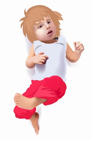 Vector cute child in red pants, gradient mesh illustration Stock Photo - Budget Royalty-Free & Subscription, Code: 400-04312415