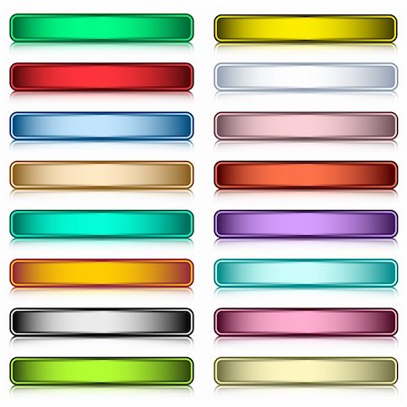 Web buttons set in 16 assorted colors with reflection. Scalable. Isolated on white. Photographie de stock - Aubaine LD & Abonnement, Code: 400-04312463
