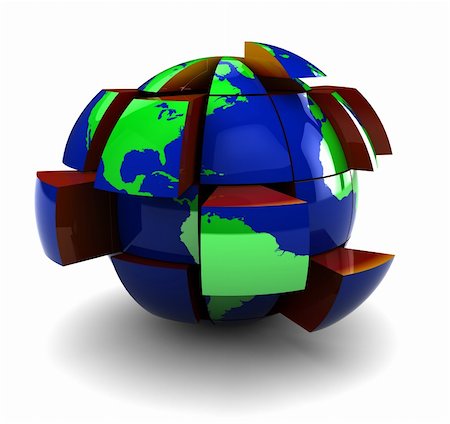 abstract 3d illustration of earth globe built with blocks Stock Photo - Budget Royalty-Free & Subscription, Code: 400-04312806