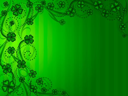 simsearch:400-08502521,k - Lucky Shamrock Four Leaf Clover Green Background Illustration Foto de stock - Super Valor sin royalties y Suscripción, Código: 400-04312887
