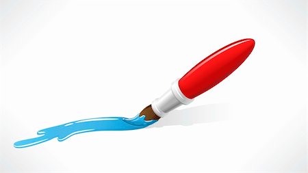 paint brush stroke vector - illustration of a red paintbrush painting blue brush strokes Stock Photo - Budget Royalty-Free & Subscription, Code: 400-04312921