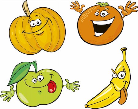 cartoon illustration of funny fruits collection Stock Photo - Budget Royalty-Free & Subscription, Code: 400-04312971