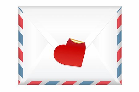 simsearch:400-04314352,k - Envelope With A Label With Label In Form Of Heart, Isolated On White Background, Vector Illustration Stock Photo - Budget Royalty-Free & Subscription, Code: 400-04312984