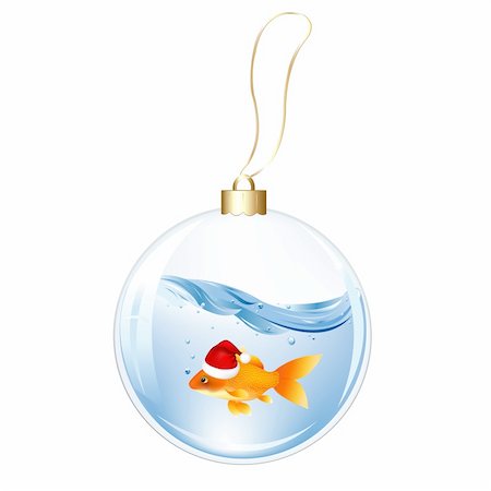 simsearch:400-05307881,k - New Years Sphere With Goldfish, Isolated On White Background, Vector Illustration Stock Photo - Budget Royalty-Free & Subscription, Code: 400-04313002