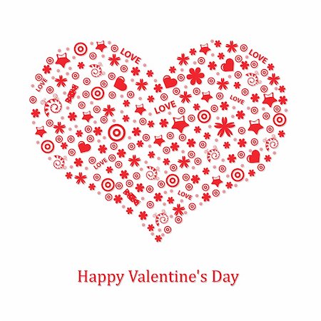 simsearch:400-04777535,k - Valentines Day Card, Heart From Icons With Text, Vector Illustration Photographie de stock - Aubaine LD & Abonnement, Code: 400-04313030