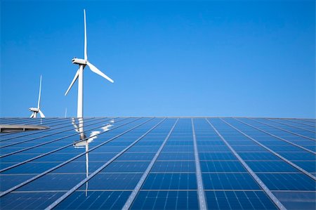 simsearch:400-04718323,k - Solar and wind energy with clear sky Stock Photo - Budget Royalty-Free & Subscription, Code: 400-04313178