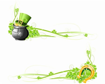 St. Patrick's Day banners with hat, pot and horseshoe Foto de stock - Super Valor sin royalties y Suscripción, Código: 400-04313230