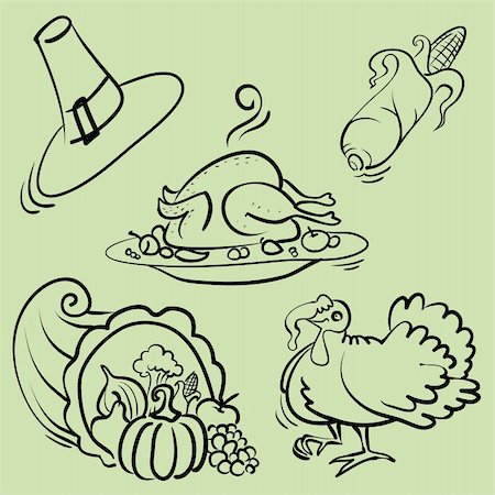 pumpkin leaf pattern - Thanksgiving Set Stock Photo - Budget Royalty-Free & Subscription, Code: 400-04313329