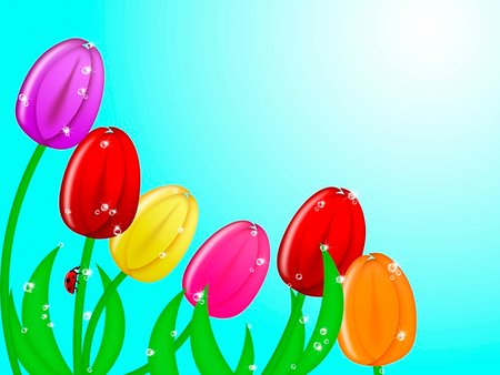 simsearch:400-07984864,k - Red Ladybug Climbing Up Tulip Flower Assorted Colors Illustration Stockbilder - Microstock & Abonnement, Bildnummer: 400-04313541