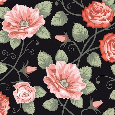 Roses vector background, repeating seamless pattern. Stock Photo - Budget Royalty-Free & Subscription, Code: 400-04313677