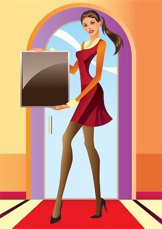 simsearch:400-04285950,k - fashion girl with  advertisement board- vector illustration Stock Photo - Budget Royalty-Free & Subscription, Code: 400-04313688