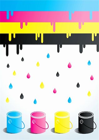 paint drop background - Four cans of paint in four colors Photographie de stock - Aubaine LD & Abonnement, Code: 400-04324178