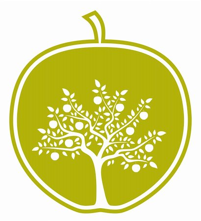 fruit tree silhouette - vector apple tree in apple on white background, Adobe Illustrator 8 format Stock Photo - Budget Royalty-Free & Subscription, Code: 400-04324196