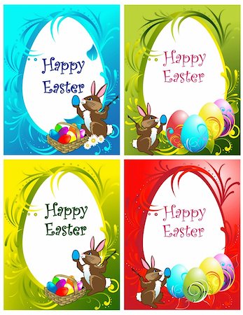 simsearch:700-01173328,k - Collection of the Eastern eggs background with rabbits Stock Photo - Budget Royalty-Free & Subscription, Code: 400-04324200