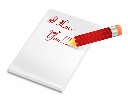 Illustration of an icon of a pencil and notepad with the text about love Stock Photo - Budget Royalty-Free & Subscription, Code: 400-04324247