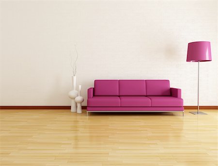 simsearch:400-04156984,k - white lounge with purple fabric couch Stockbilder - Microstock & Abonnement, Bildnummer: 400-04324290