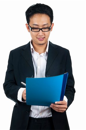 simsearch:400-05137517,k - Portrait of an Asian executive writing and smiling Foto de stock - Super Valor sin royalties y Suscripción, Código: 400-04324321