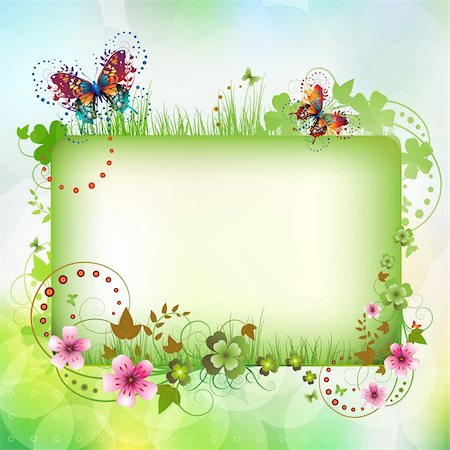 simsearch:400-06170897,k - Banner with flowers and butterflies Photographie de stock - Aubaine LD & Abonnement, Code: 400-04324437