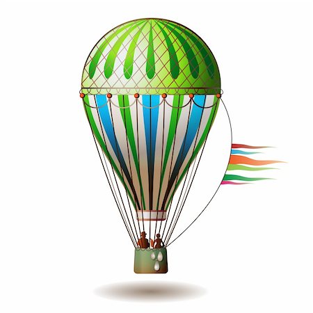 Colorful hot air balloon with silhouettes isolated on white background Stock Photo - Budget Royalty-Free & Subscription, Code: 400-04324461