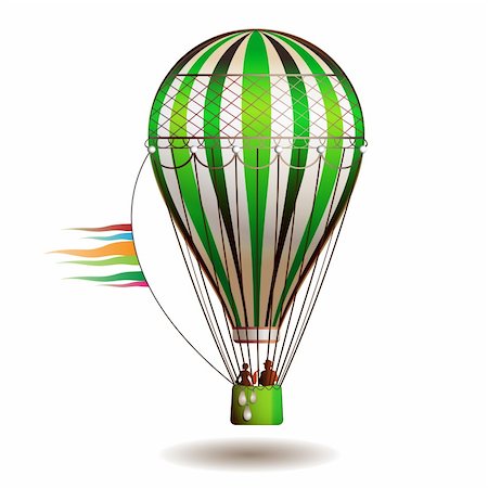 Colorful hot air balloon with silhouettes isolated on white background Stock Photo - Budget Royalty-Free & Subscription, Code: 400-04324463