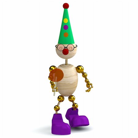 simsearch:400-04848742,k - 3d wood man as a clown isolated on white Stock Photo - Budget Royalty-Free & Subscription, Code: 400-04324549