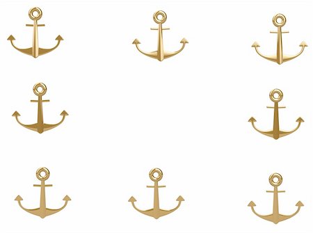 3d gold anchor photo frame isolated on white Stock Photo - Budget Royalty-Free & Subscription, Code: 400-04324541