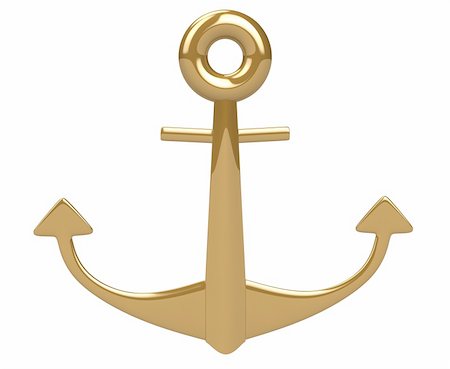 3d gold shiny anchor isolated on white Stock Photo - Budget Royalty-Free & Subscription, Code: 400-04324542