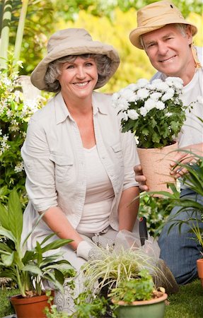 simsearch:400-05314664,k - Senior couple looking at the camera in the garden Stock Photo - Budget Royalty-Free & Subscription, Code: 400-04324844